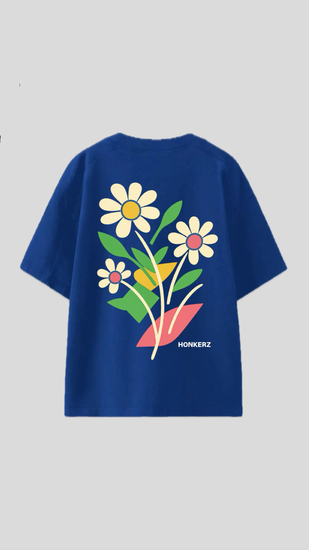 HONKERZ blue floral design t shirt
